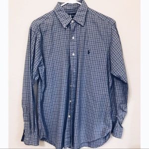 Ralph Lauren Button up Blue Plaid shirt EUC